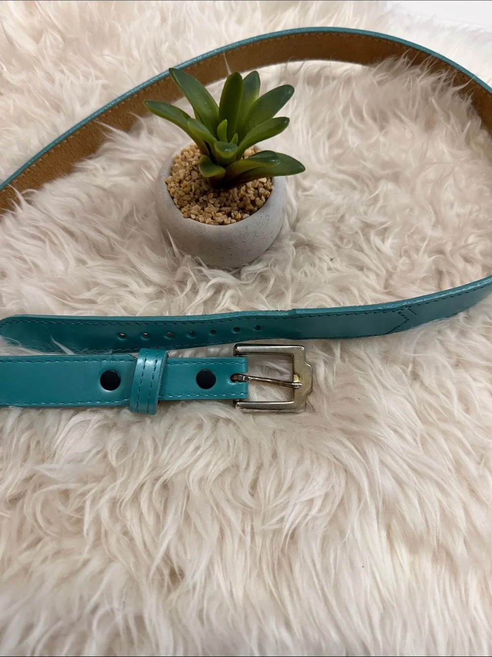 VTG Justin Wms S Turquoise Western Leather Belt 3/4” wide Like New